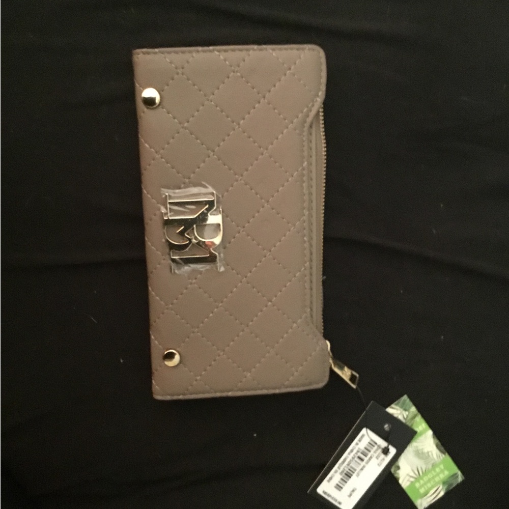 Taupe BadgleybMischka credit card wallet nwt